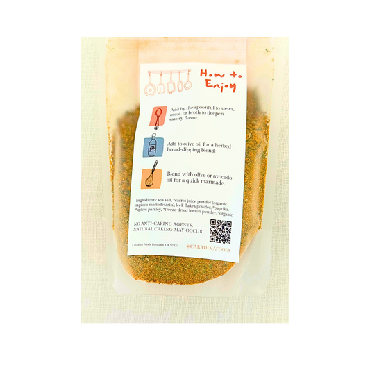 BRIGHT CARROT | bouillon powder and rub - mezcla de sazón en polvo